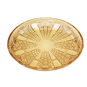 CJ 6 PRATOS CRISTAL SOBREMESA PRINCESS ÂMBAR 20cm
