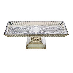 TRAVESSA CRISTAL C/PÉ RETANGULAR PRINCESS CHAMPANHE 34x11cm
