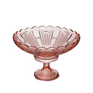 CENTRO DE MESA CRISTAL C/PÉ PRINCESS ROSA 32x19cm
