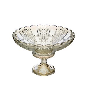 CENTRO DE MESA CRISTAL C/PÉ PRINCESS CHAMPANHE 32x19cm