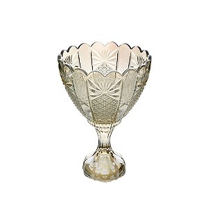 CENTRO DE MESA CRISTAL C/PÉ PRINCESS CHAMPANHE 22x19cm