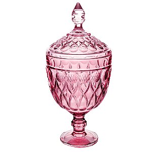 POTICHE DECORATIVA CRISTAL C/PÉ ANGEL ROXO 15x32cm