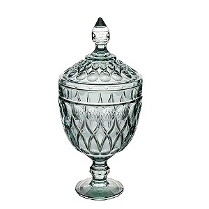 POTICHE DECORATIVA CRISTAL C/PÉ ANGEL VERDE 15x32cm