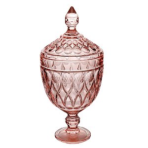 POTICHE DECORATIVA CRISTAL C/PÉ ANGEL ROSA 15x32cm