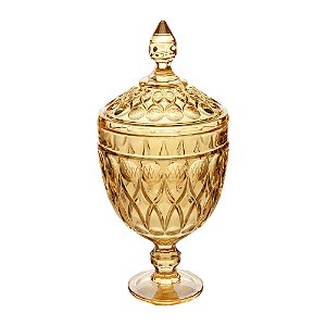 POTICHE DECORATIVA CRISTAL C/PÉ ANGEL ÂMBAR 15x32cm