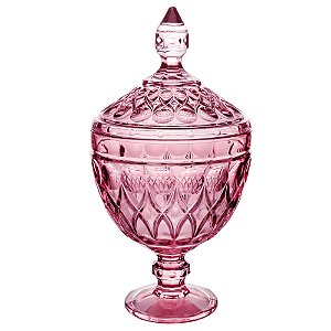POTICHE DECORATIVA CRISTAL C/PÉ ANGEL ROXO 15x28cm