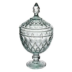 POTICHE DECORATIVA CRISTAL C/PÉ ANGEL VERDE 15x28cm