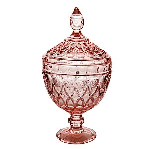 POTICHE DECORATIVA CRISTAL C/PÉ ANGEL ROSA 15x28cm