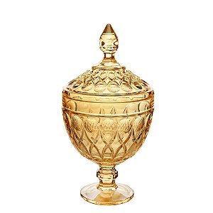 POTICHE DECORATIVA CRISTAL C/PÉ ANGEL ÂMBAR 15x28cm