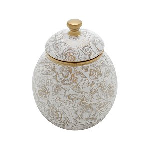 POTICHE DECORATIVO CERÂMICA BRANCO 12x15cm