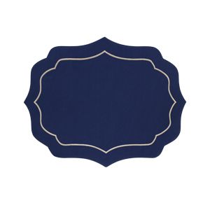 JOGO AMERICANO 2PC ALGODÃO BORDADO AZUL/BEGE 37x47cm