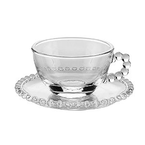 CJ 4 XÍCARAS CRISTAL P/CHÁ C/PIRES PEARL 200ml