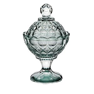 POTICHE DECORATIVA CRISTAL C/PÉ ANGEL VERDE 11x16cm