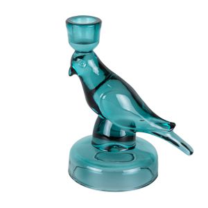 CASTIÇAL VIDRO PÁSSARO VERDE 15x9cm