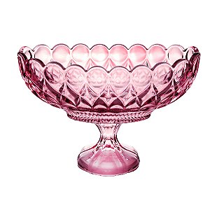 CENTRO DE MESA CRISTAL C/PÉ ANGEL ROXO 29x20cm