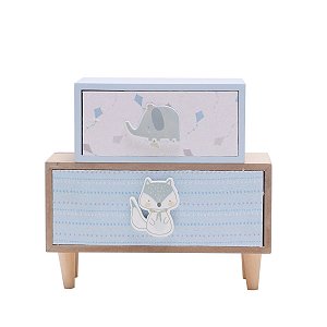 PORTA OBJETO MADEIRA ANIMAIS AZUL 20x9x19cm