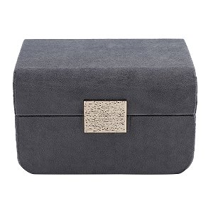 CAIXA DECORATIVA MADEIRA VELUDO CINZA 19x13x11cm