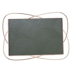BANDEJA METAL DECORATIVA VERDE/DOURADO 37x27x5cm