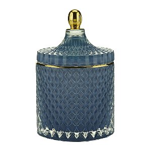 POTICHE DECORATIVO VIDRO AZUL 11x17cm