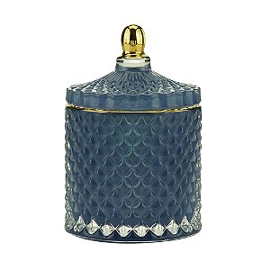 POTICHE DECORATIVO VIDRO AZUL 9x13cm