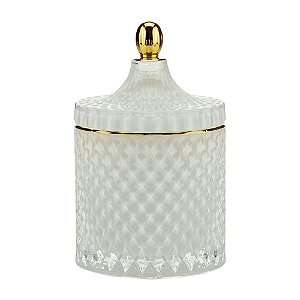 POTICHE DECORATIVO VIDRO BRANCO 11x17cm