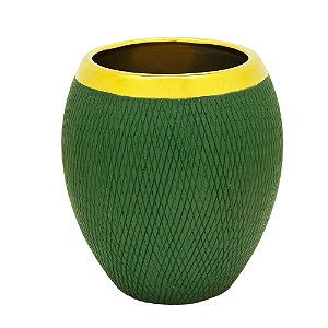 VASO DECORATIVO CERÂMICA VERDE ESCURO 11x12cm