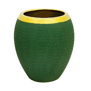 VASO DECORATIVO CERÂMICA VERDE ESCURO 16x18cm
