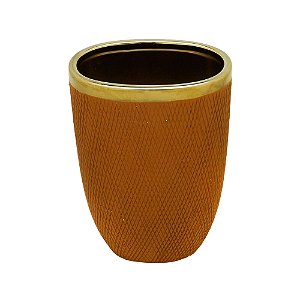 VASO DECORATIVO CERÂMICA MARROM 14x9x20cm