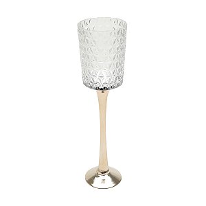 VASO VIDRO BASE DOURADA 13x12x50cm