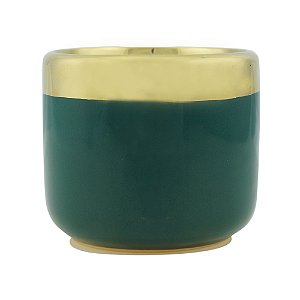 CJ 2 VASOS DECORATIVOS CERÂMICA VERDE 8x7cm
