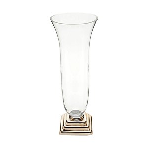 VASO VIDRO BASE DOURADA 15x12x41cm