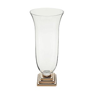 VASO VIDRO BASE DOURADA 19x12x44cm