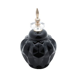 POTICHE DECORATIVA PORCELANA PRETO 17x29cm