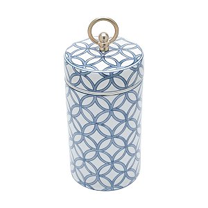 POTICHE DECORATIVO PORCELANA BRANCO/AZUL 14x32cm