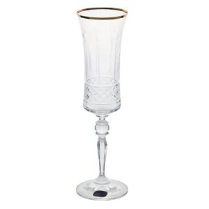 CJ 6 TAÇAS CRISTAL LAPIDADO CHAMPAGNE FIO DOURADO 190ml