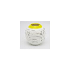 VASO DECORATIVO CERÂMICA BRANCO/AMARELO 14x13cm