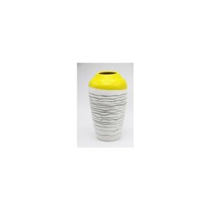 VASO DECORATIVO CERÂMICA BRANCO/AMARELO 16x28cm