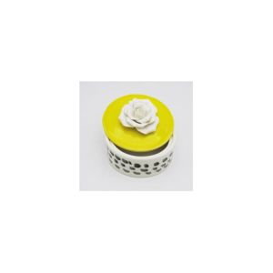POTICHE DECORATIVO CERÂMICA BRANCA/AMARELA 10x6cm