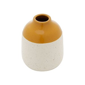 VASO DECORATIVO CERÂMICA GRANILITE BRANCO/AMARELO 10x12cm
