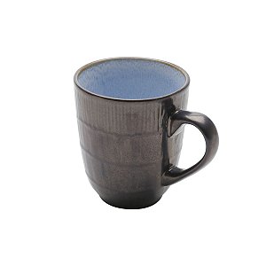 CANECA CERÂMICA RUSTIC MARROM/AZUL 9x8cm 240ml