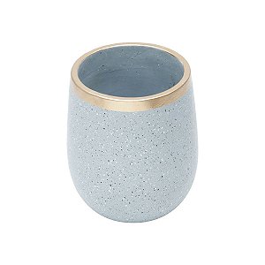 VASO DECORATIVO CERÂMICA GRANILITE CINZA 15x20cm