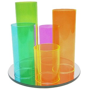 SET 5 PCS VIDRO BANDEJA E COPOS COLORIDOS 20 X 20 X 28.5 CM