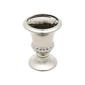 VASO DECORATIVO CERÂMICA PRATEADO 15x20cm