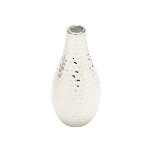 VASO DECORATIVO CERÂMICA PRATEADO 10x20cm