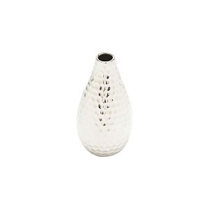 VASO DECORATIVO CERÂMICA PRATEADO 8x14cm