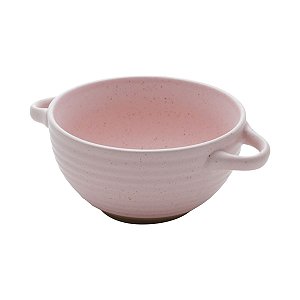 CJ 2 BOWLS CERÂMICA C/ALÇA ROMANCE ROSA 7x12cm 460ml