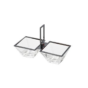 PETISQUEIRA DUPLA DE VIDRO C/ARO E PUXADOR BLACK VENEZA 24X11X16cm