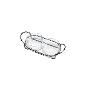 PETISQUEIRA DUPLA DE VIDRO C/SUPORTE ITALY BLACK 24X10X8CM