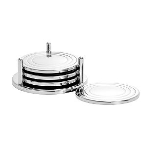 JG 4PC PORTA COPO DE PRATA C/SUPORTE FILLETS 9CM