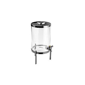 DISPENSER DE VIDRO C/SUPORTE E TAMPA DE AÇO INOX BLACK 18x36,5cm